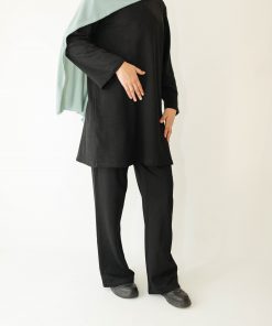 Ensemble sportswear haut long et pantalon large noir