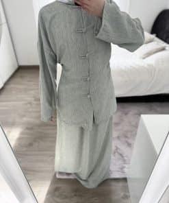 Set Kyoto – L’ensemble kimono vert d’eau fluide et élégant, pour une allure mastoura tout en douceur