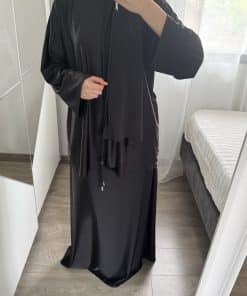 Burkini mastour noir 4 pièces – haut long, jupe, legging et hijab