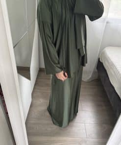 Burkini vert kaki fluide pour femme musulmane – taille jusqu’au 44