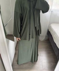 Burkini vert kaki fluide pour femme musulmane – taille jusqu’au 44