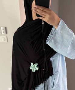 Hijab noir  strass noir jersey premium frisé – Élégance, confort et qualité made in Turquie