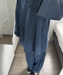 Ensemble jean mastour 100 % coton – Tunique longue et pantalon large