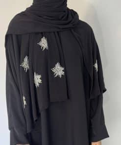 🌹 Hijab en Jersey Premium de Luxe – Élégance Perlée Noir