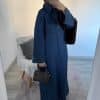 Abaya zip en jean bleu denim foncé – Élégance mastour et allure moderne