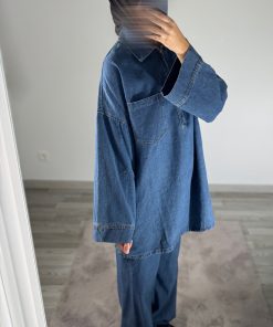 Ensemble en jean zippé – Élégance mastoura et confort absolu