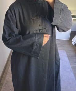 Robe en jean, bouton asiatique